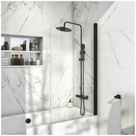 Scudo S6 Radius Bath Screen 6mm 800x1400mm - Black - BLACKSCREEN010