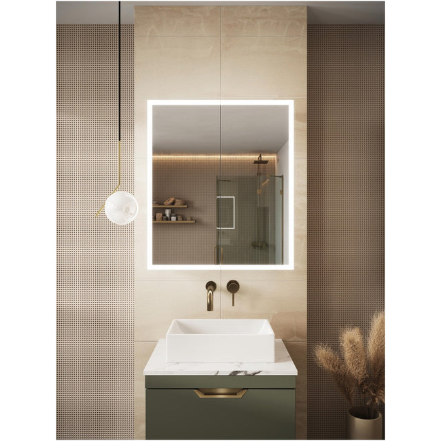 Scudo Prospr Double Door LED Mirror Cabinet with Bluetooth 600x700mm - Mirrored - CABINET002