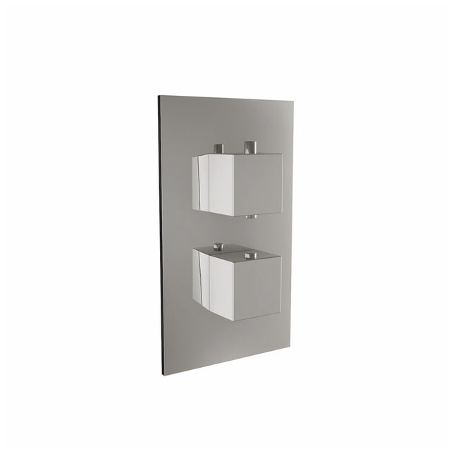Scudo Twin Square Handle 2 Outlet Concealed Shower Valve with Diverter - Chrome - CONCEALED005