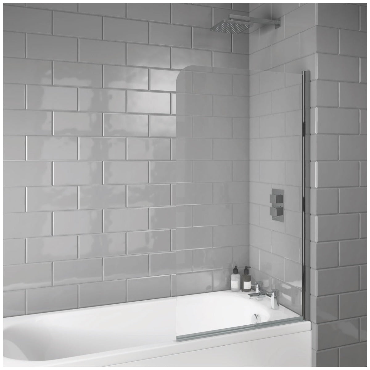 Scudo S6 Radius Edge Bath Screen 1400x800mm - Chrome - LS010N