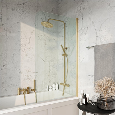 Scudo S6 Radius Bath Screen 800x1400mm - Brushed Brass - LS102BB