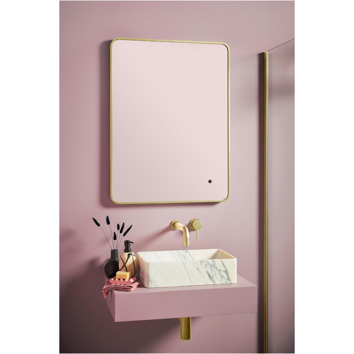 Scudo Alfie Soft Edge LED Mirror with Brushed Brass Frame 500x700mm - MIRROR009