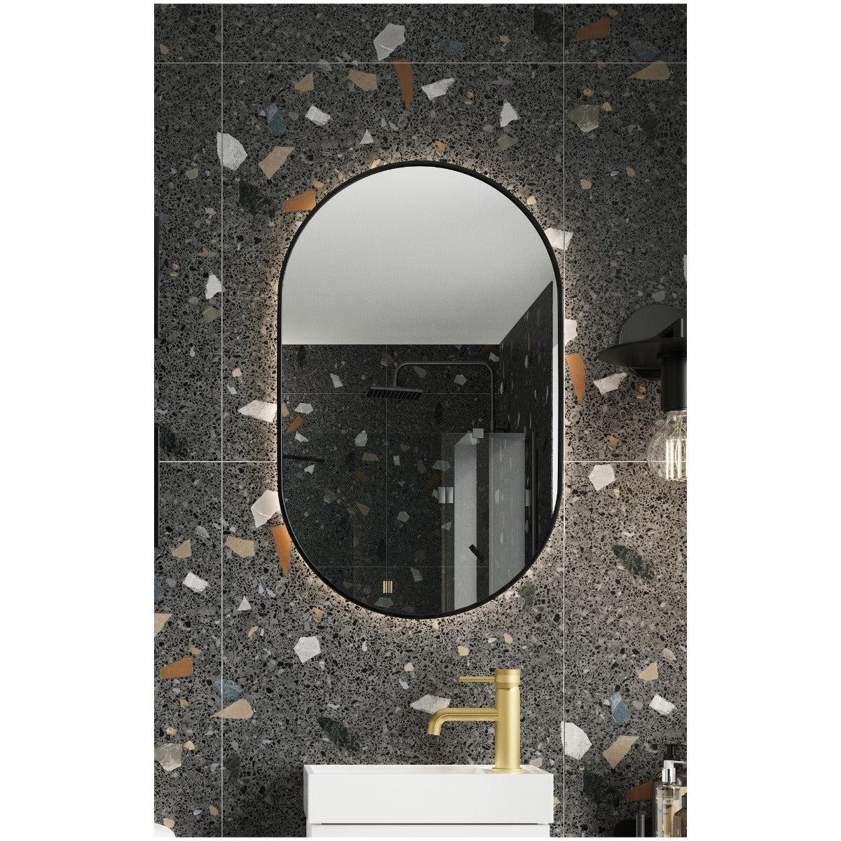 Scudo Aubrey LED Mirror with Black Frame 500x800mm - MIRROR011