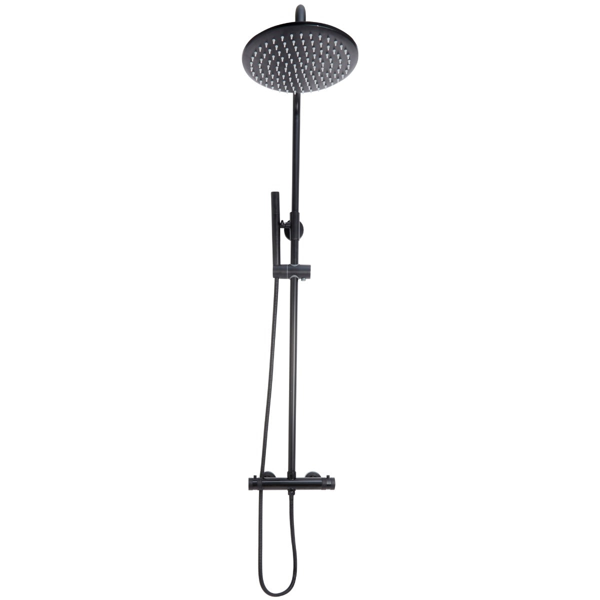 Scudo Core Round Bar Shower with Rigid Riser - Black  - NU-020