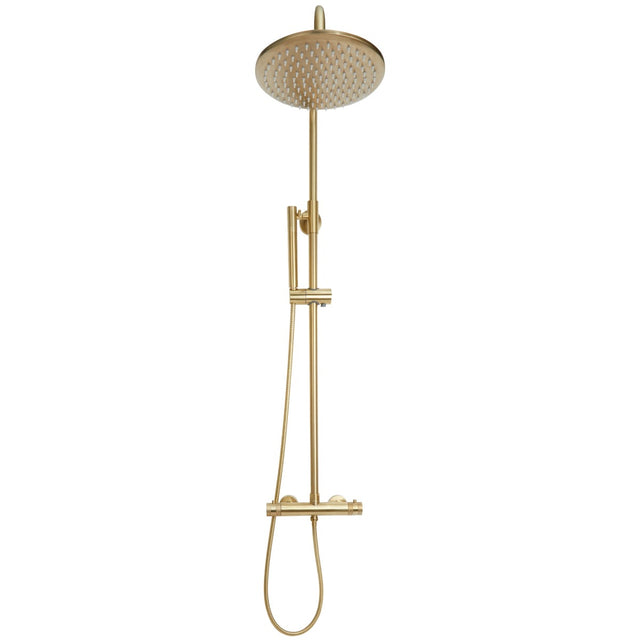 Scudo Core Round Bar Shower with Rigid Riser - Brushed Brass - NU-021