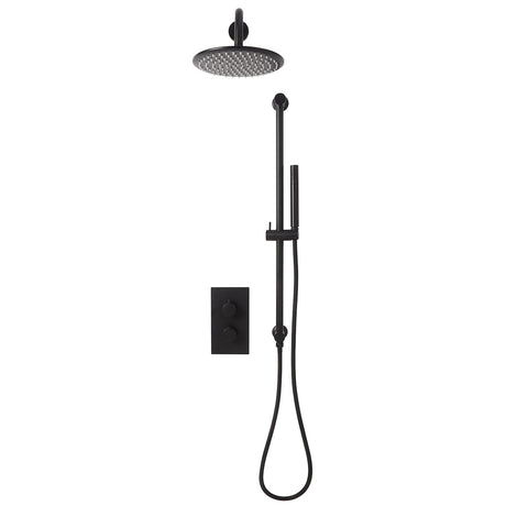 Scudo Core Round Concealed Shower Set with Fixed Head and Slide Rail - Black - NU-023
