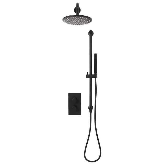 Scudo Core Round Concealed Shower Set with Fixed Head and Slide Rail - Black - NU-023
