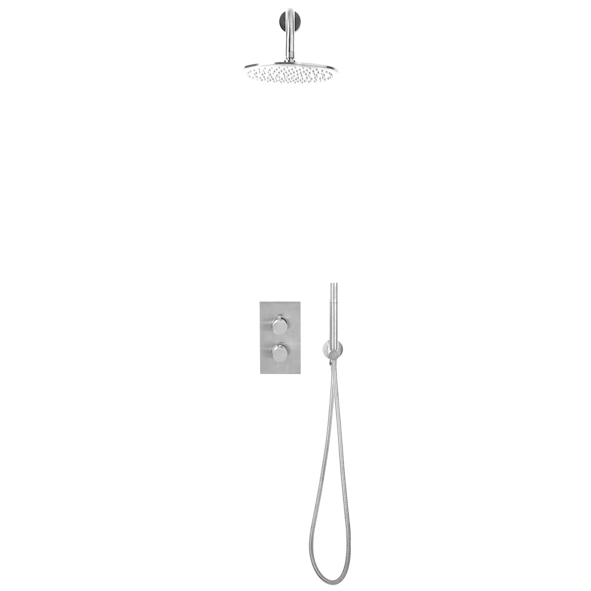 Scudo Core Round Concealed Shower Set with Handset & Fixed Head - Chrome - NU-028