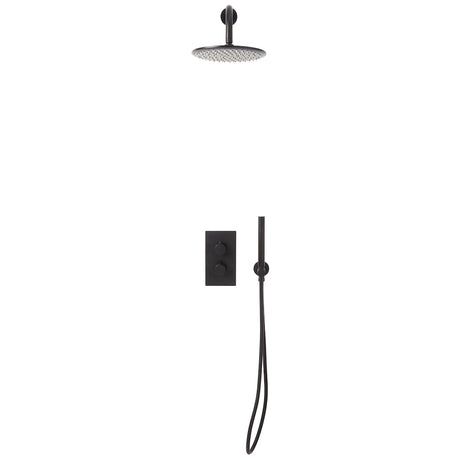 Scudo Core Round Concealed Shower Set with Handset and Fixed Head - Black - NU-029