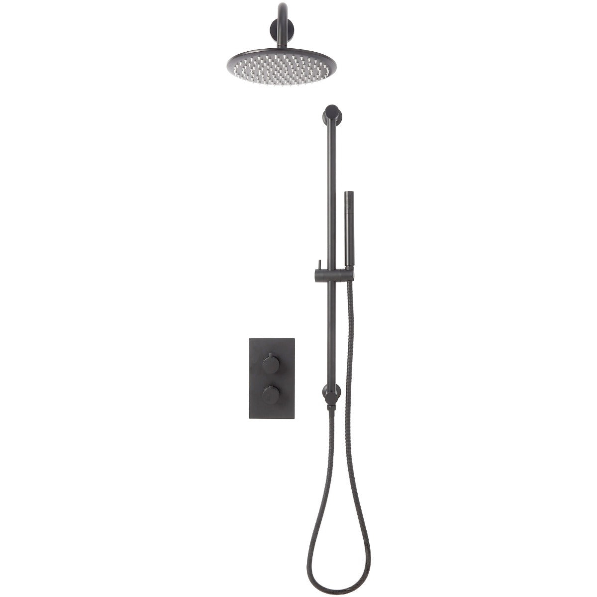 Scudo Core Round Concealed Shower Set with Slide Rail and Fixed Head - Gunmetal - NU-037