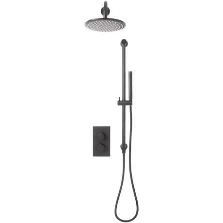 Scudo Core Round Concealed Shower Set with Slide Rail and Fixed Head - Gunmetal - NU-037