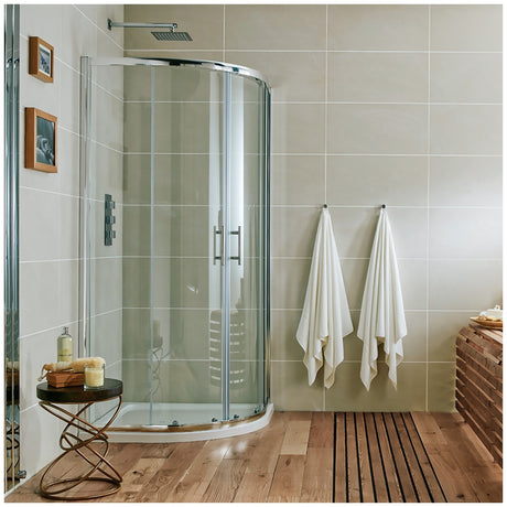 Scudo Double Door Offset Quadrant Shower Enclosure 900x760mm - Clear Glass - S6-GLASS003
