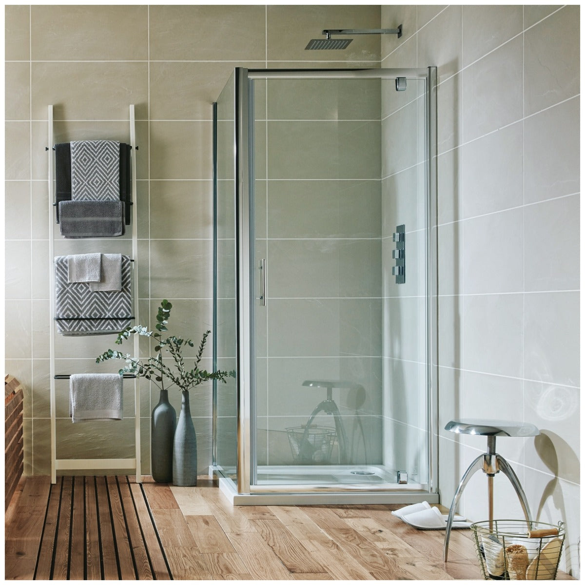 Scudo Pivot Shower Door 700mm - Clear Glass - S6-GLASS017