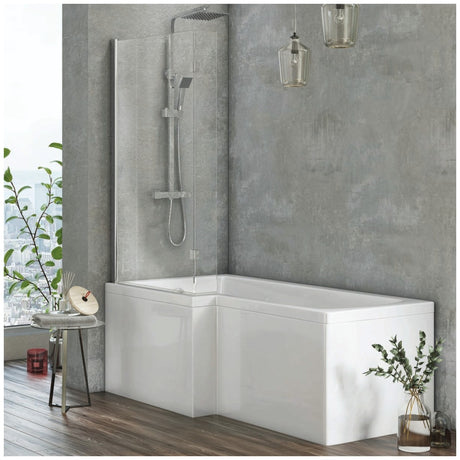 Scudo L Shaped Bath Screen - Clear Glass - SCREEN003