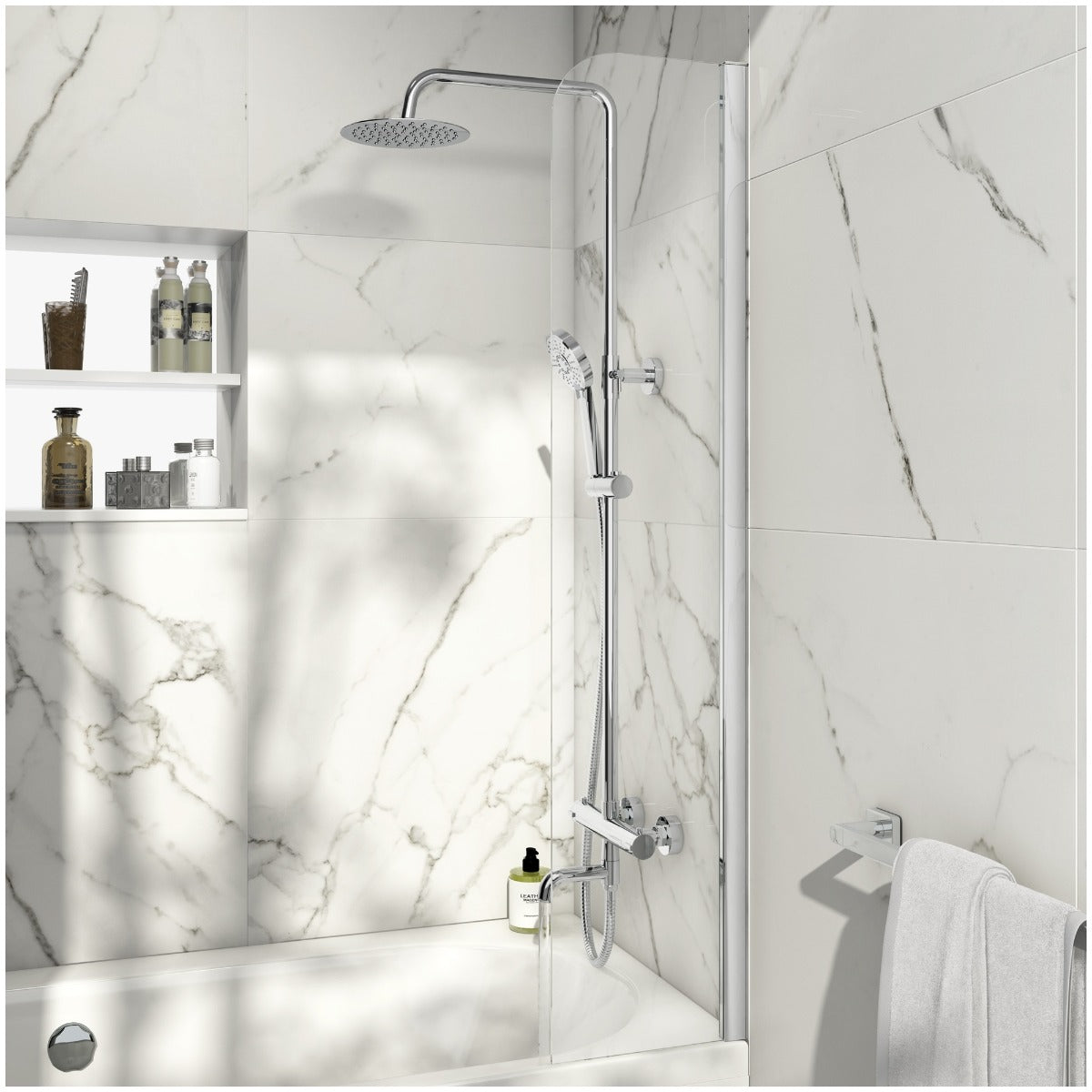 Scudo S6 Fixed Radius Bath Screen 6mm 1400x300mm - Chrome - SCREEN005