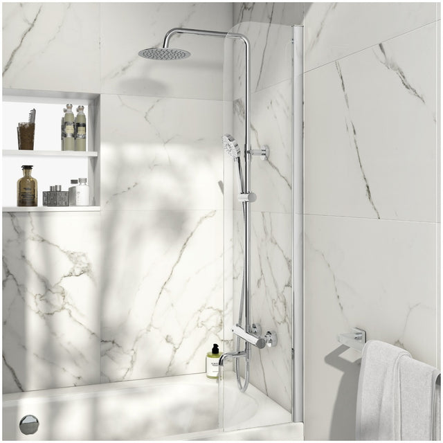 Scudo S6 Fixed Radius Bath Screen 6mm 1400x300mm - Chrome - SCREEN005