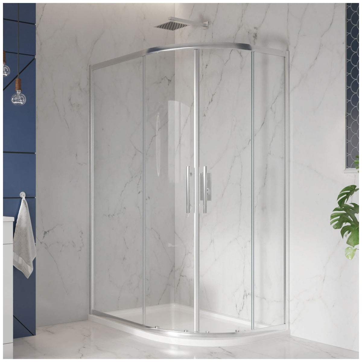 Scudo Offset Double Door Quadrant 1200x800mm - Chrome/Clear glass - SCUD12X8Q