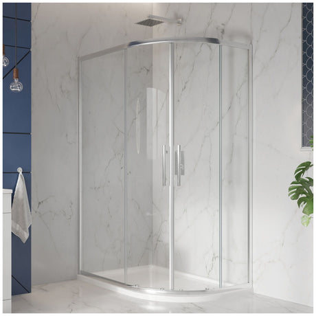 Scudo Offset Double Door Quadrant 1200x800mm - Chrome/Clear glass - SCUD12X8Q