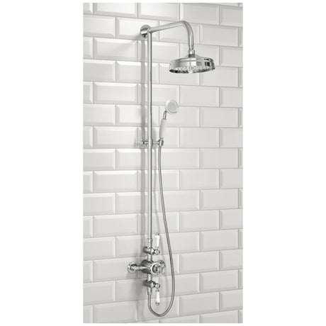 Scudo Traditional Rigid Riser Shower with Fixed Head and Handset - Chrome - SHOWER006