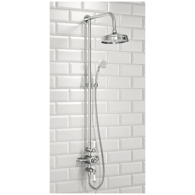 Scudo Traditional Rigid Riser Shower with Fixed Head and Handset - Chrome - SHOWER006