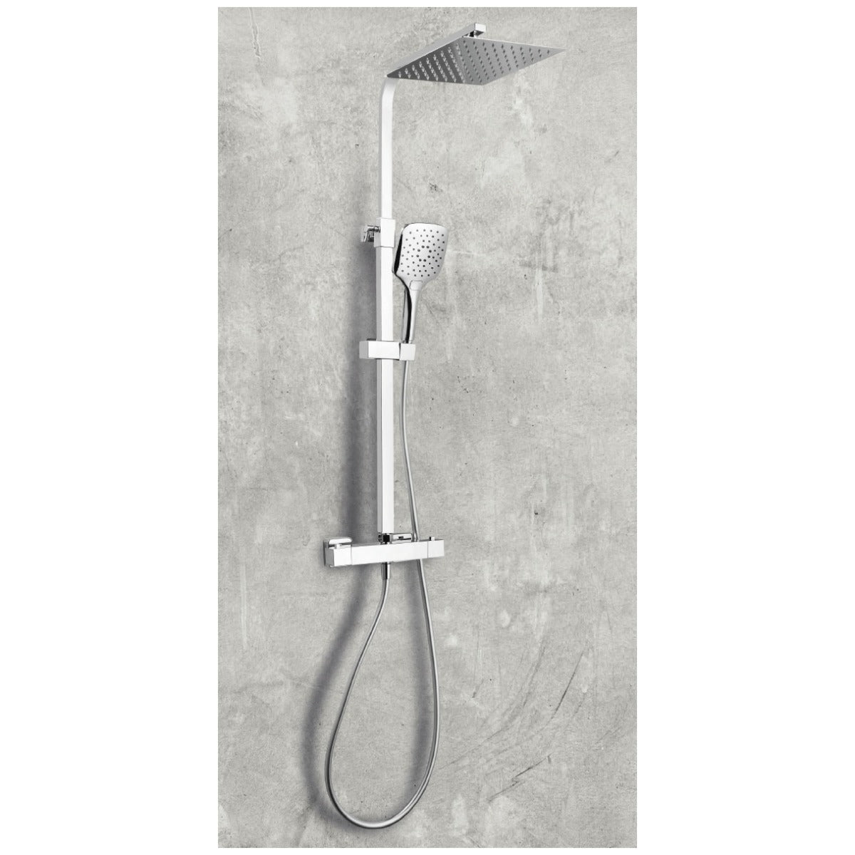 Scudo Helier Square Cool Touch Rigid Riser Shower - Chrome - SHOWER010