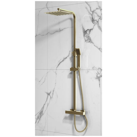 Scudo Elliot Square Rigid Riser Shower - Brushed Brass - SK700