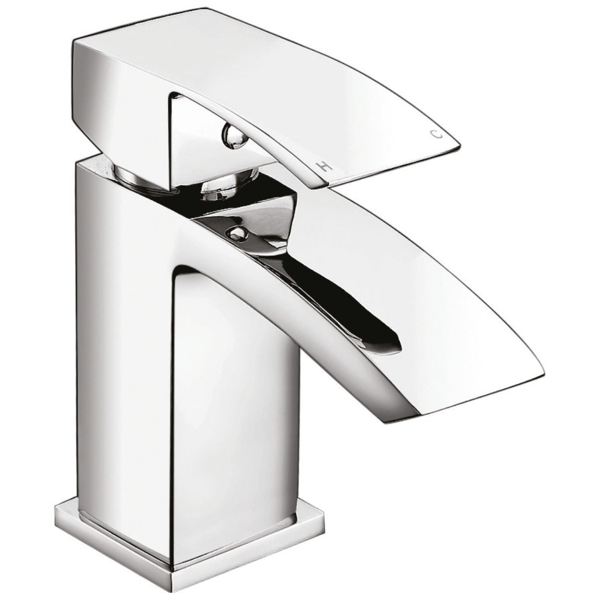 Scudo Descent Mini Mono Basin Mixer Tap with Push Waste - Chrome - TAP034L