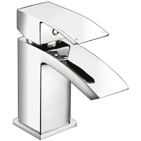 Scudo Descent Mini Mono Basin Mixer Tap with Push Waste - Chrome - TAP034L
