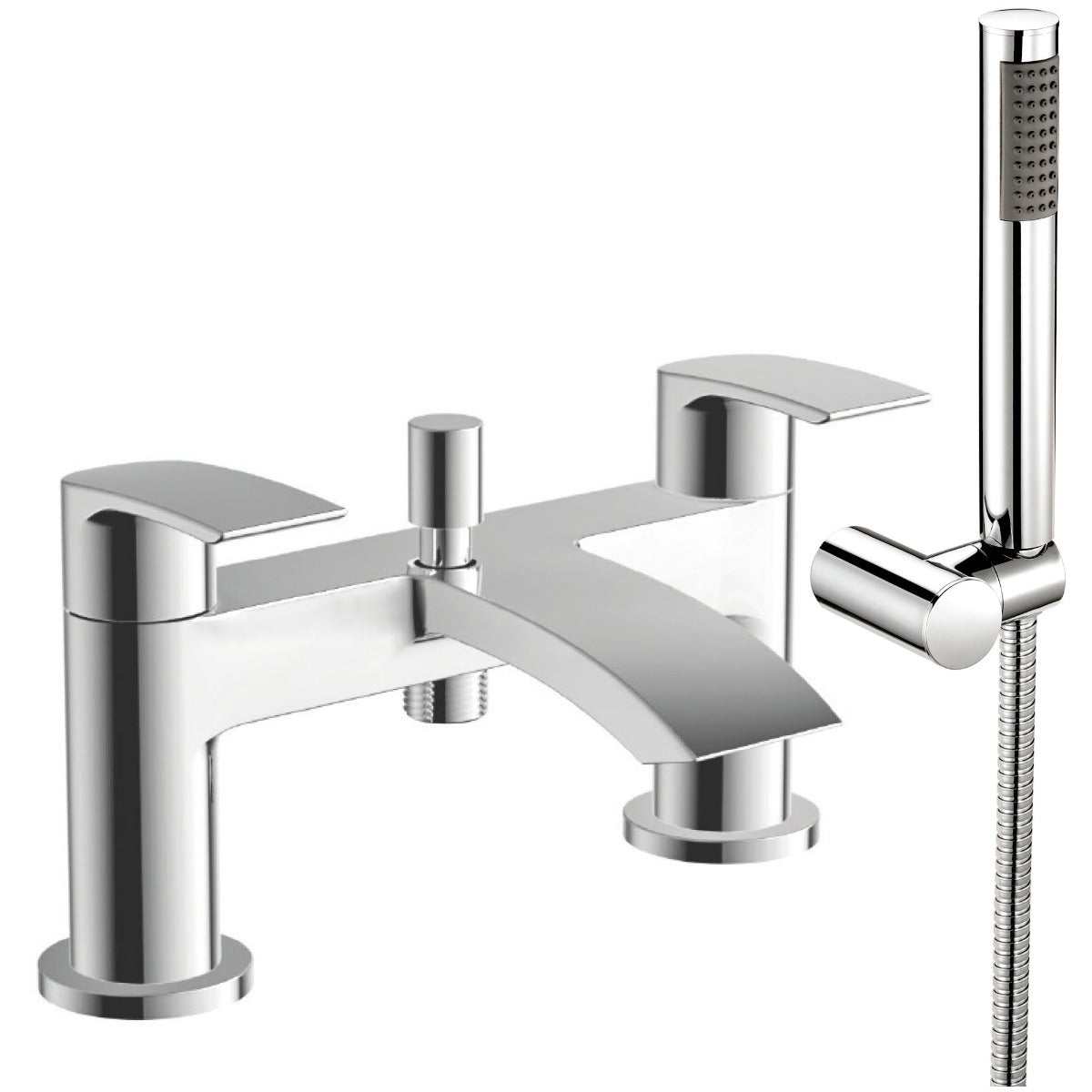 Scudo Belini Bath Shower Mixer with Shower Kit and Wall Bracket - Chrome - TAP203
