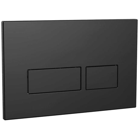 Scudo Square Dual Flush Plate in black matte finish with dual flush buttons for water-efficient bathroom use