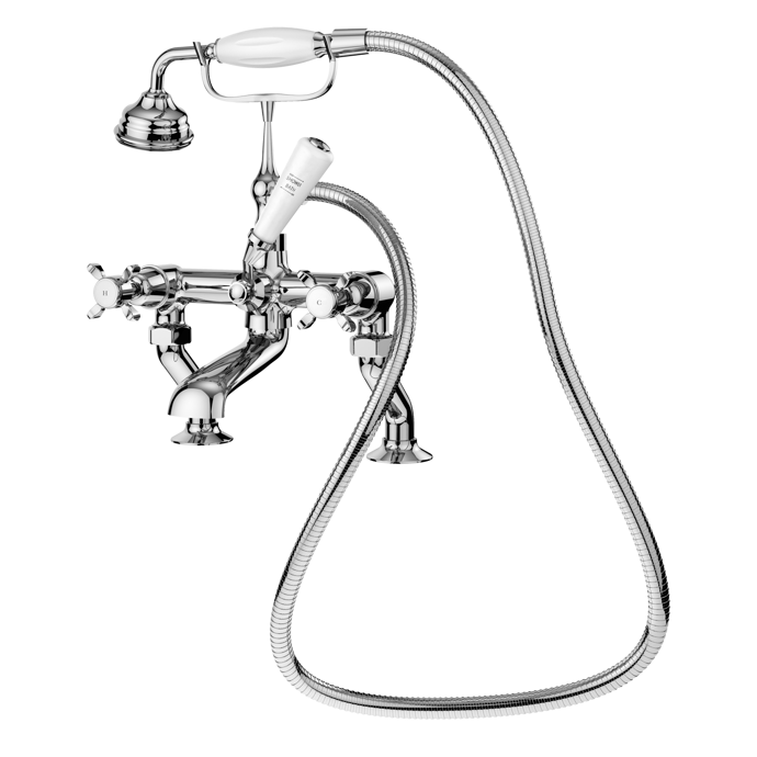 Nuie Selby Pillar Mounted Xhead Bath Shower Mixer Tap with Shower Kit - Chrome - SEL304DX