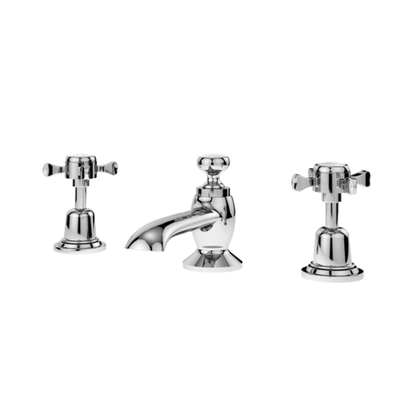 Nuie Selby Modern 3-Hole Basin Mixer Tap with Pop-Up Waste - Chrome - SEL307DX