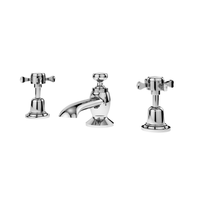 Nuie Selby Modern 3-Hole Basin Mixer Tap with Pop-Up Waste - Chrome - SEL307DX