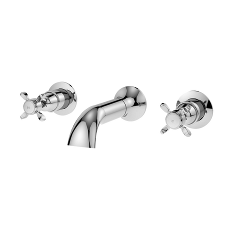 Nuie Selby Xhead Wall Mounted 3-Hole Bath Filler Tap - Chrome - SEL309DX