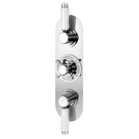 Nuie Selby Triple Handle Thermostatic Concealed Shower Valve in polished chrome with ceramic disc technology and sleek design