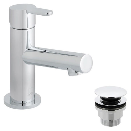Vado Sense Mini Mono Basin Mixer Single Lever Deck Mounted Smooth Bodied With Clic-Clac Waste - Chrome - SEN-100M/CC-C/P