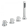 Vado Sense 4 Hole Bath Shower Mixer deck mounted chrome bath tap with four controls and handheld shower head