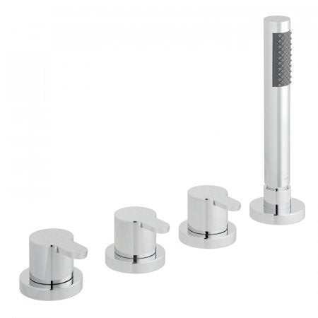 Vado Sense 4 Hole Bath Shower Mixer deck mounted chrome bath tap with four controls and handheld shower head