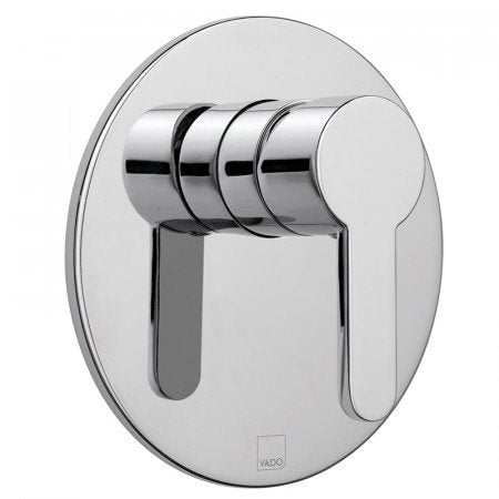 Vado Sense Round Back Plate chrome concealed manual shower valve with single lever wall mounted design