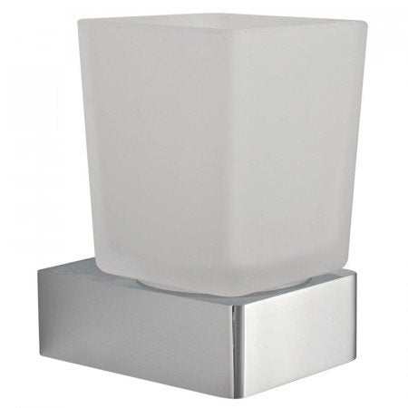 Vado Shama frosted glass tumbler with chrome wall-mounted holder for bathroom accessories