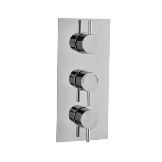 Kartell Plan Triple Concealed Thermostatic Shower Valve Round Handle 2 Way - Chrome  - SHO000PL
