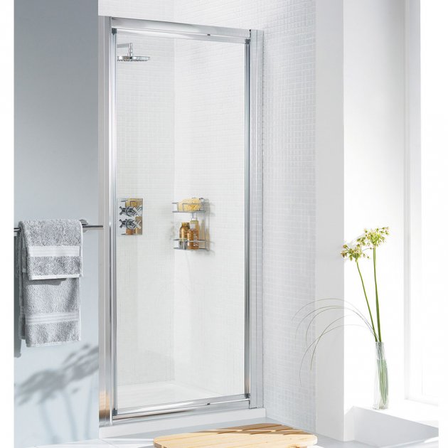 Lakes Classic Framed 800mm x 1850mm Pivot Shower Door Silver Frame - 6mm Clear Glass - LK1P080S