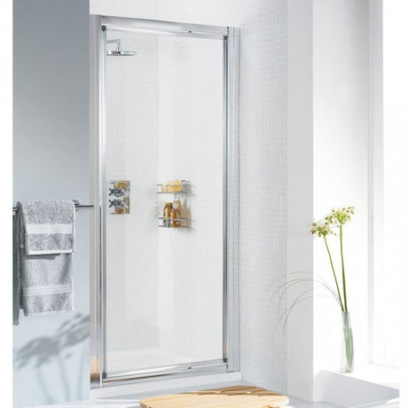 Lakes Classic Framed 800mm x 1850mm Pivot Shower Door Silver Frame - 6mm Clear Glass - LK1P080S