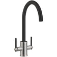 Prima Coloured Swan Neck Dual Lever Kitchen Sink Mixer Tap - Black - BPR700