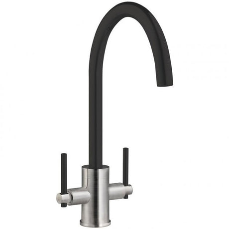 Prima Coloured Swan Neck Dual Lever Kitchen Sink Mixer Tap - Black - BPR700