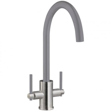 Prima Coloured Swan Neck Dual Lever Kitchen Sink Mixer Tap - Grey - BPR702