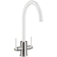 Prima Coloured Swan Neck Dual Lever Kitchen Sink Mixer Tap - White - BPR704