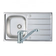 Prima One Bowl Kitchen Sink with Sink Tap and Waste Kit 860mm Length x 500mm Width - Stainless Steel - CPR040