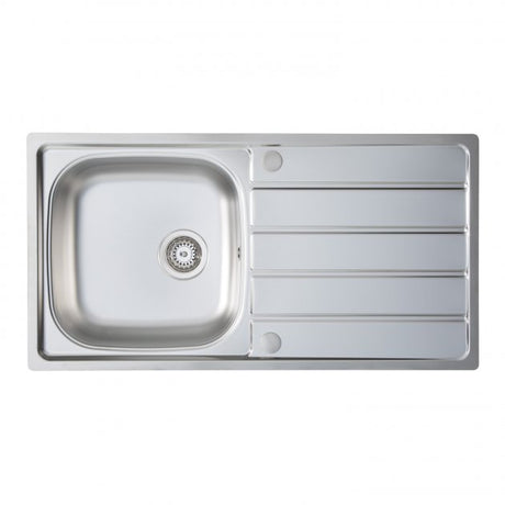Prima 1.0 Bowl Kitchen Sink with Sink Tap and Waste Kit 965mm Length x 500mm Width - Stainless Steel - CPR041