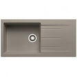 Prima Granite 1.0 Bowl Inset Kitchen Sink with Waste 1000mm Length x 500mm Width - Light Grey - CPR321